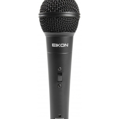 Microfone preto EIKON DM800 com malha metálica e botão deslizante