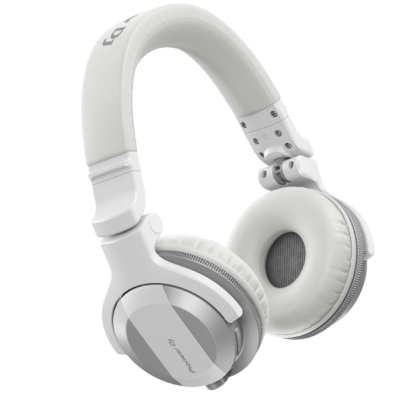 Auricular branco Pioneer DJ com almofadas de couro sintético e arco ajustável