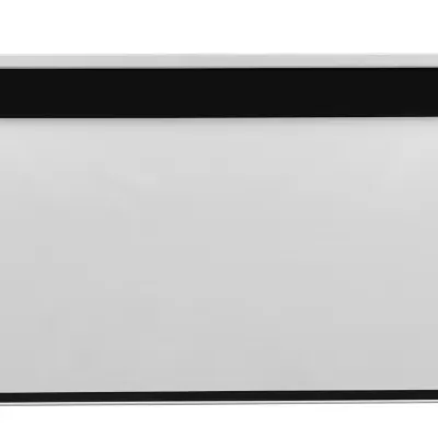 ecrã de projeção branco com bordas pretas e controlo suspenso