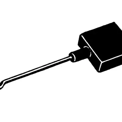 Componente eletrônico com caixa quadrada e cabo com conexão