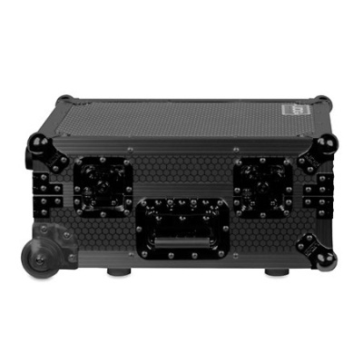 Mala rígida preta com cantos reforçados e rodas