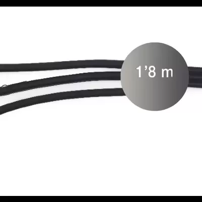 Cabo adaptador com conector jack 3,5 mm e três conectores RCA vermelho, branco e amarelo.