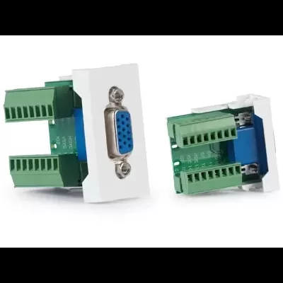 Adaptadores de conector VGA com terminais verdes e corpo branco