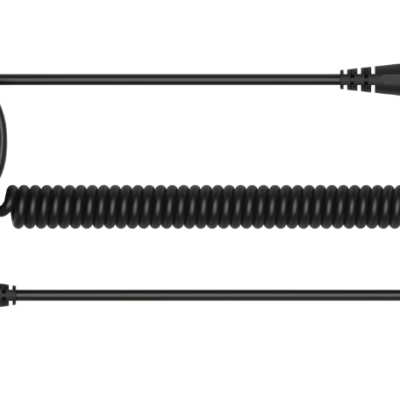 Cabo de áudio preto com conetores jack de 3,5 mm