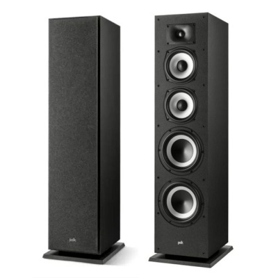 Colunas de som altas pretas com múltiplos altifalantes