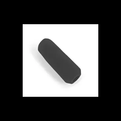 Objeto cilíndrico preto com superfície lisa sobre fundo branco