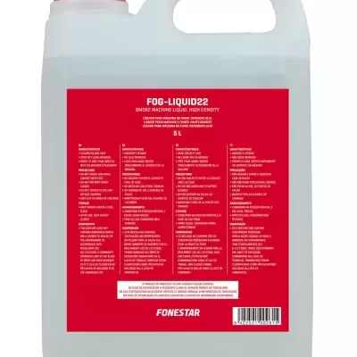 Recipiente plástico translúcido de 5 litros com etiqueta vermelha e texto branco