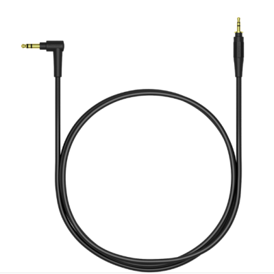 Cabo de áudio preto com conectores de 3,5 mm