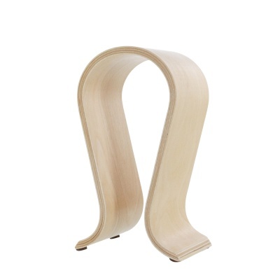 Suporte para auscultadores de madeira clara curvado