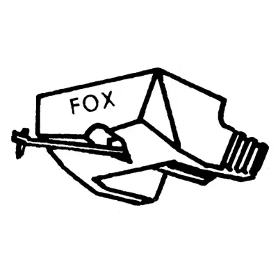 Desenho preto e branco de aeronave estilizada com a palavra FOX