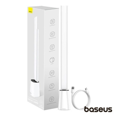 Lâmpada de secretária Baseus branca com base quadrada e cabo USB