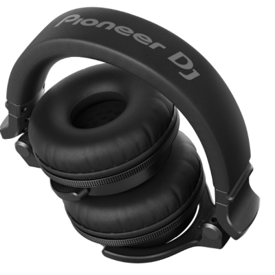 Auriculares dobráveis pretos Pioneer DJ com almofadas acolchoadas