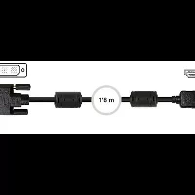 Cabo VGA para HDMI preto com etiqueta de 1.8 metros