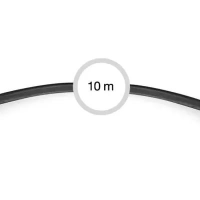 Cabo VGA preto com conectores metálicos e indicação de 10 metros