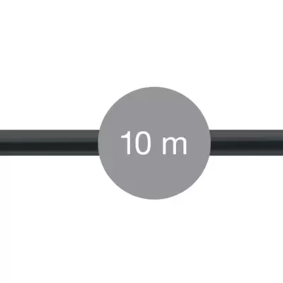 Cabo HDMI preto com conetores USB tipo C e indicação de 10 m