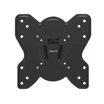 Suporte de parede preto para TV ou monitor com furos de fixação e marca Fonestar