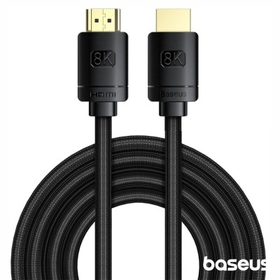 Cabo HDMI preto Baseus 8K com conectores dourados