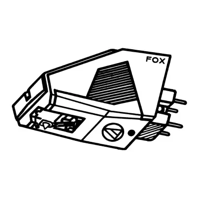 agulha giratória para toca-discos com texto FOX