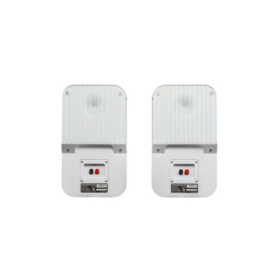 Par de altifalantes brancos com textura riscadas