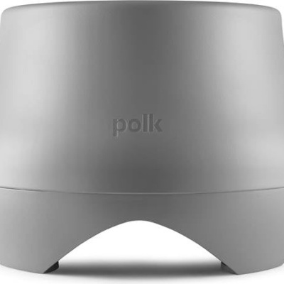Subwoofer Polk cinza fosco com design arredondado