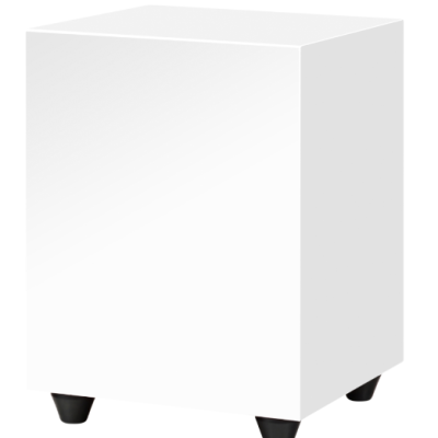Móvel cubo branco com pés pretos