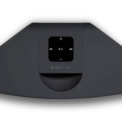 Altifalante sem fios preto BLUESOUND com controlos táteis