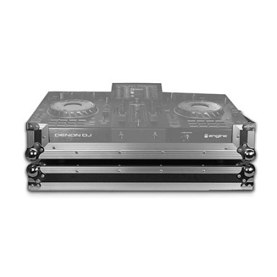 Case de transporte prateado para equipamento DJ da marca Denon