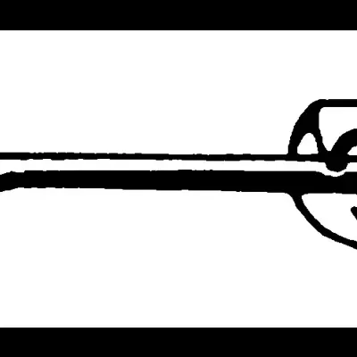 gancho metálico desenhado em preto e branco