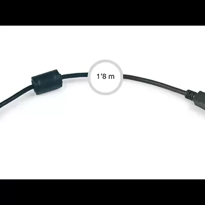 Cabo USB preto com conectores USB-A e USB-B e etiqueta 1,8 m