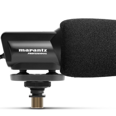 Microfone Marantz Professional preto com espuma protetora