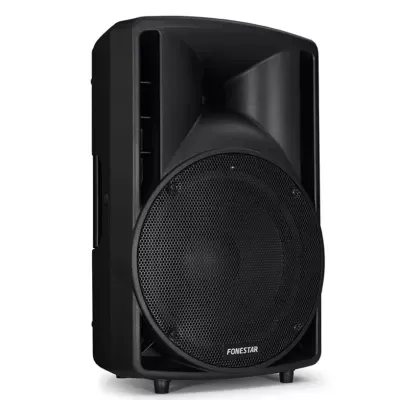 Coluna de som portátil Fonestar preta com grelha metálica circular