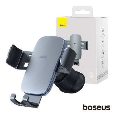 Suporte para telemóvel para carro Baseus cinza com embalagem branca