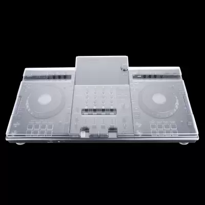 Controlador de DJ translúcido com dois pratos e botões