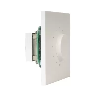 Painel branco com botão rotativo e placa eletrónica