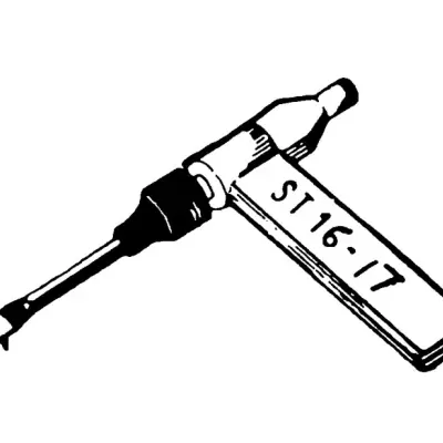 Objeto metálico com etiqueta 'S16-17'