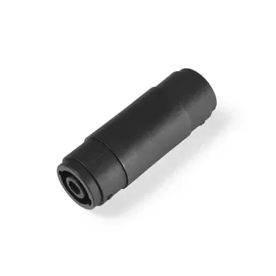 Produto cilíndrico preto sobre fundo branco