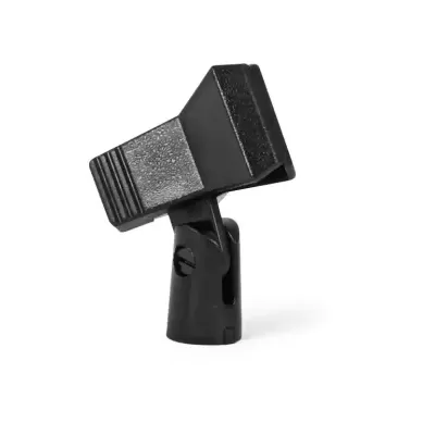 Suporte ou clip de microfone preto em fundo branco