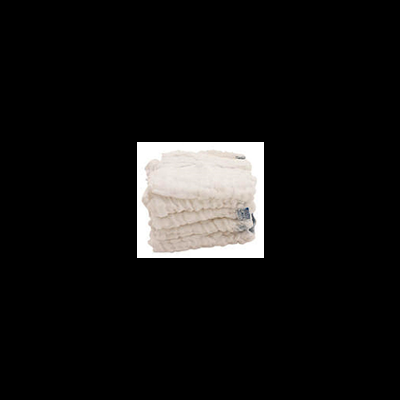 Conjunto de mantas creme com textura felpuda e etiqueta visível