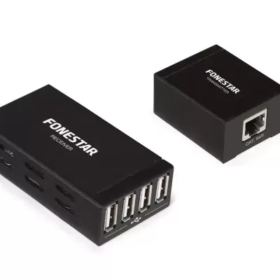 Dispositivos eletrónicos FONESTAR preto com texto branco em fundo branco