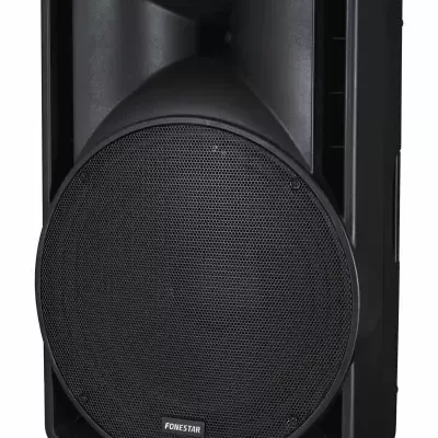 Coluna de som preta FONESTAR com grelha redonda e corpo em plástico