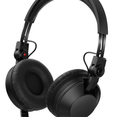 Auscultadores pretos com microfone e almofadas acolchoadas