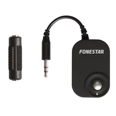Adaptador áudio preto FONESTAR com cabo e adaptador jack 3,5 mm