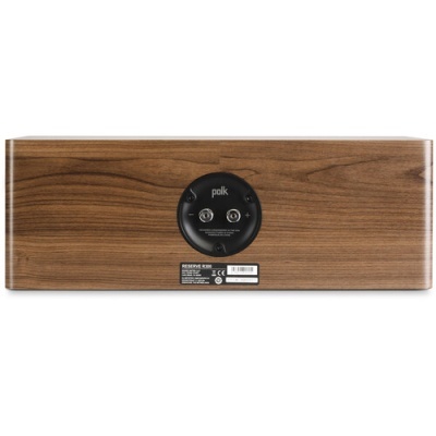 coluna de som retangular de madeira castanho médio com conectores e marca polk