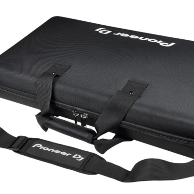 Mala preta rígida com alças e logótipo Pioneer DJ