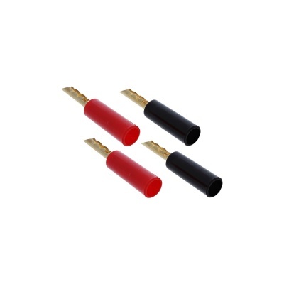 Terminais elétricos banana vermelhos e pretos com banhado a ouro