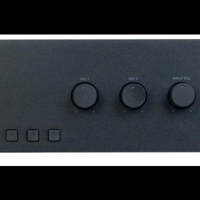 Amplificador preto FONESTAR com botões redondos e quadrados na frente