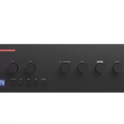 Amplificador Fonestar preto com botões e indicação Bluetooth azul