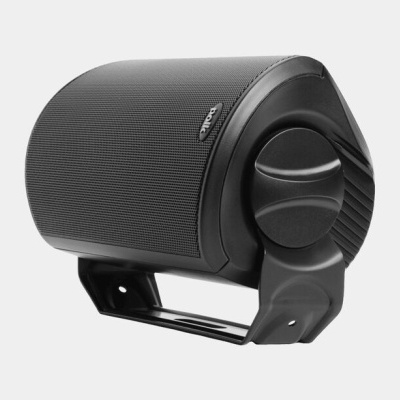 Coluna de som preta com suporte de fixação