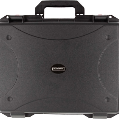 Mala rígida preta com etiqueta 'power TOOLS Professional quality'.