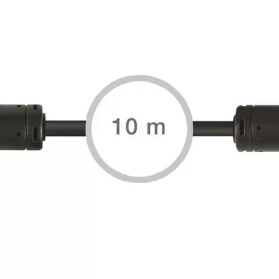 Cabo HDMI preto de 10 metros com conectores HDMI em ambos os lados.